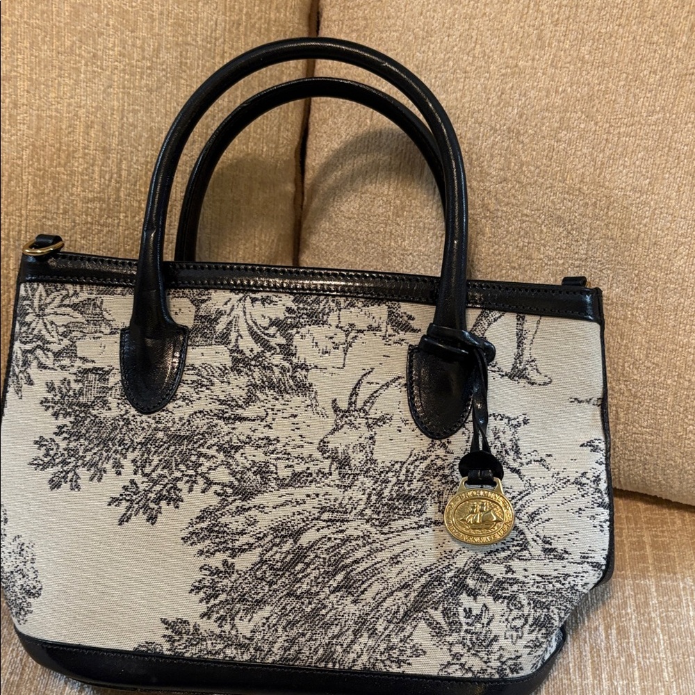 Vintage Brahmin Black and Cream Toile Crossbody Tote - Picture 11 of 11